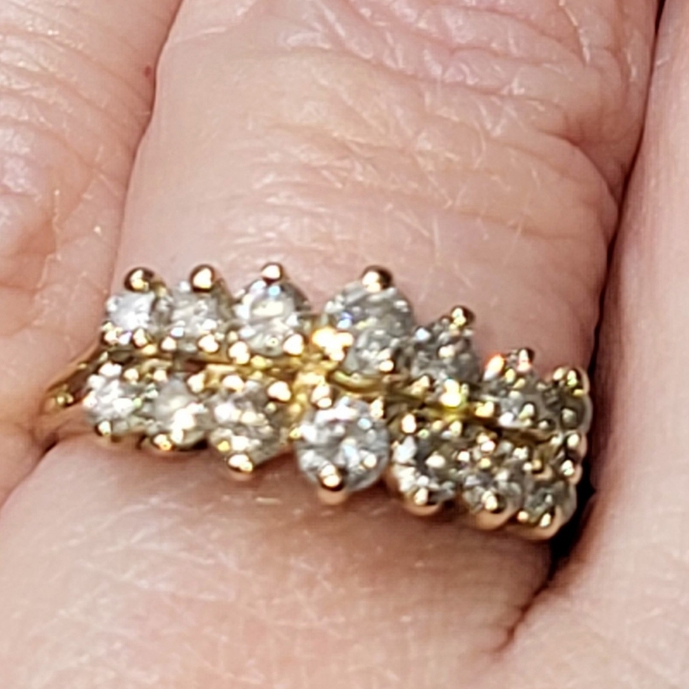 14k Yellow & White Gold Round Diamond Anniversary Band - Picture 12 of 16